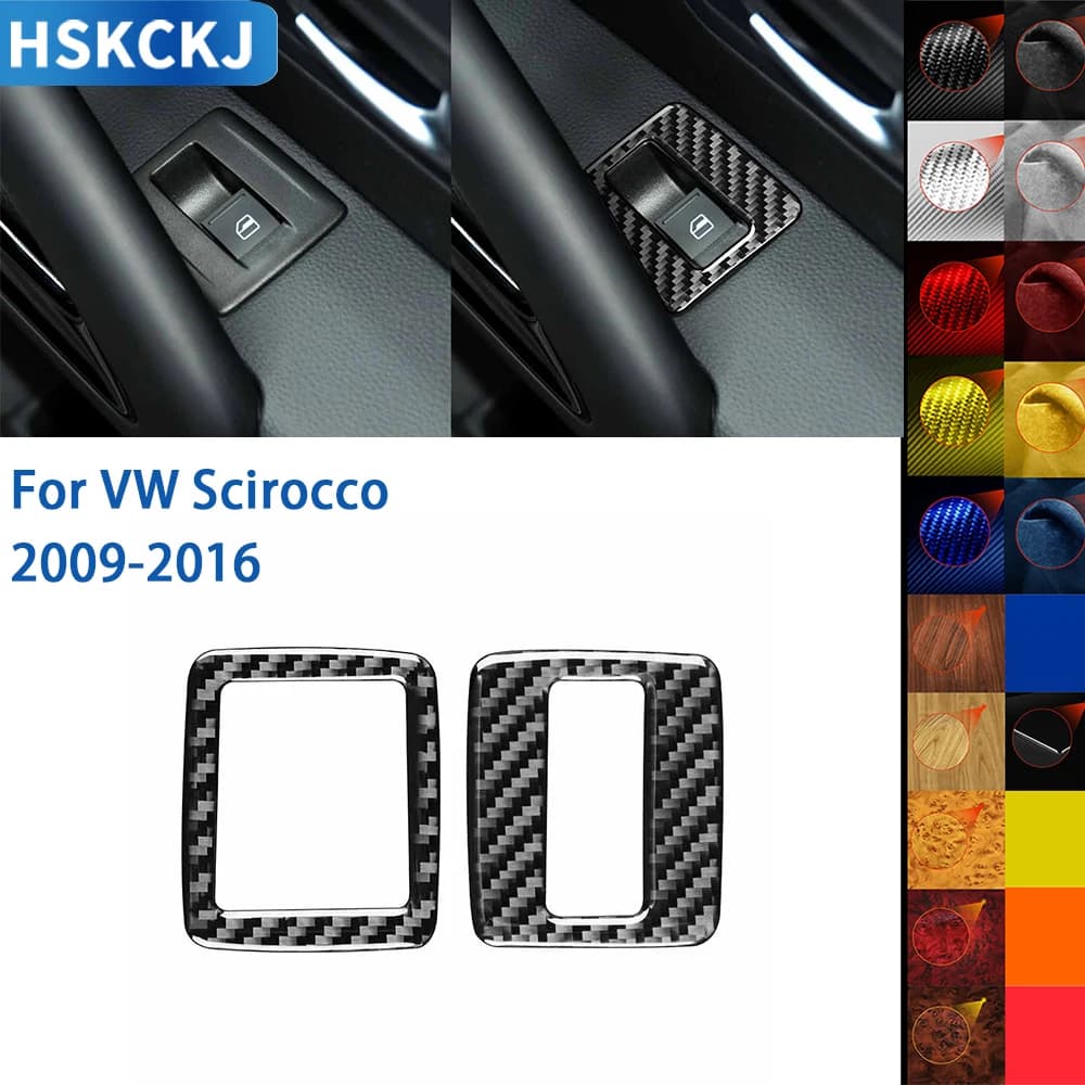 Per VW Scirocco 2009 2010 2011 2012 2013 2014 2015 2016 Accessori In Fibra di Carbonio Auto Interni Finestra Pulsante Telaio Trim Adesivo