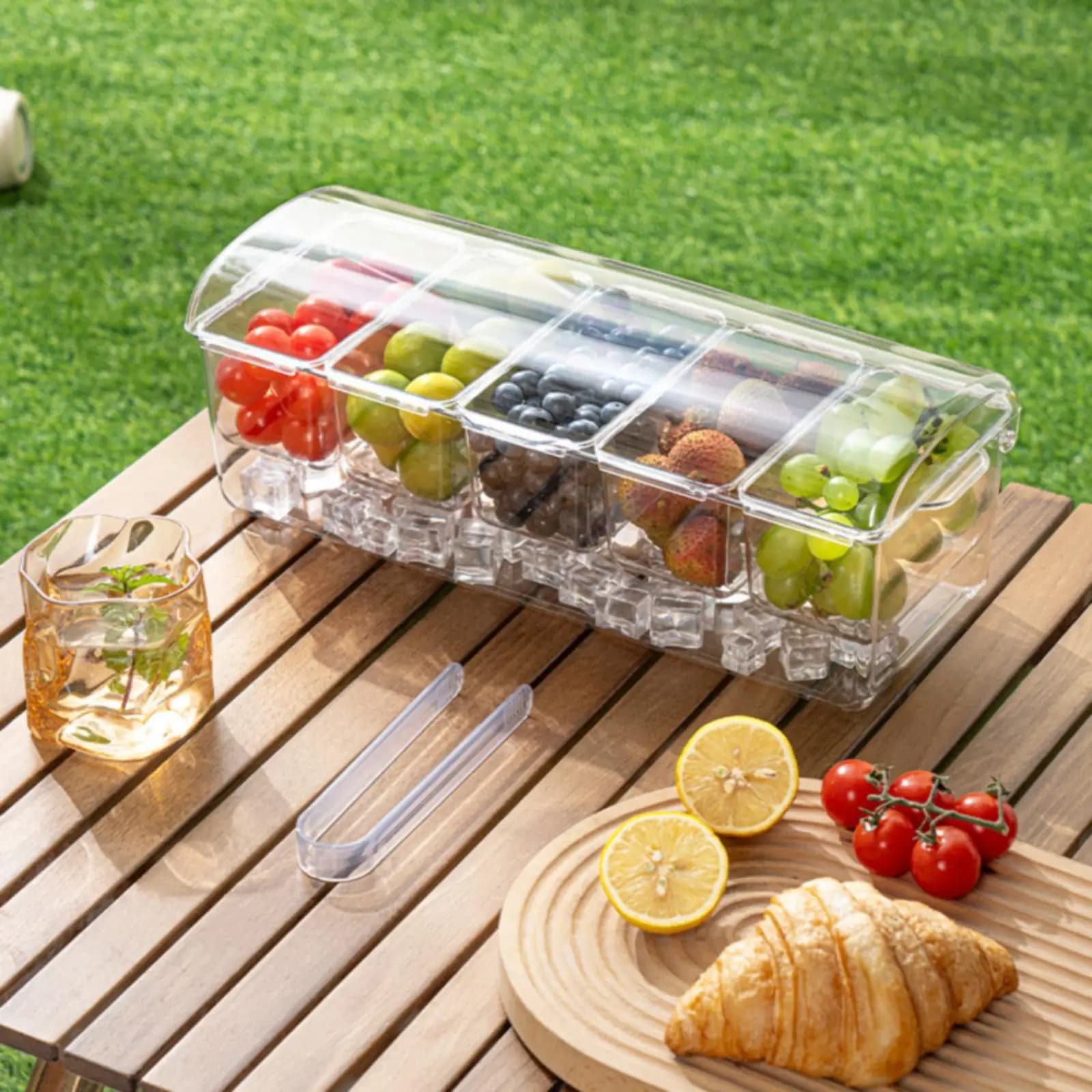 Salad Storage Container Five Compartments Clear Lid Bento Box Portable Food Storage Meal Organizer for Party Picnic Outdoor