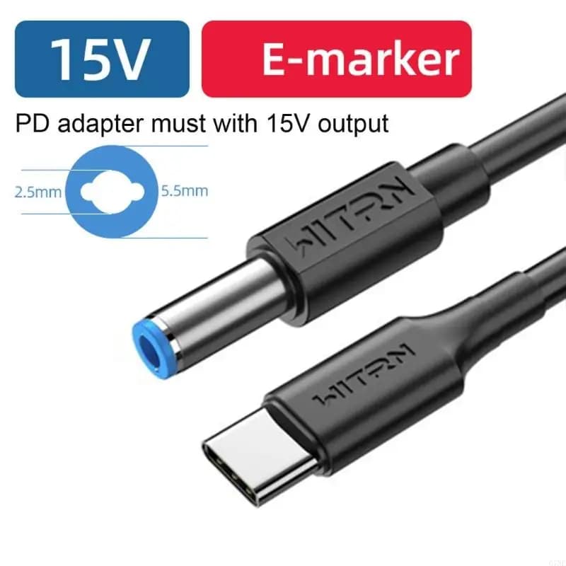 G7NE 1.2 m length USB C/Type-C PD to 12V 5.5x2.5 mm Converter for LIGHT LAPTP PD Laptop Power Adapter