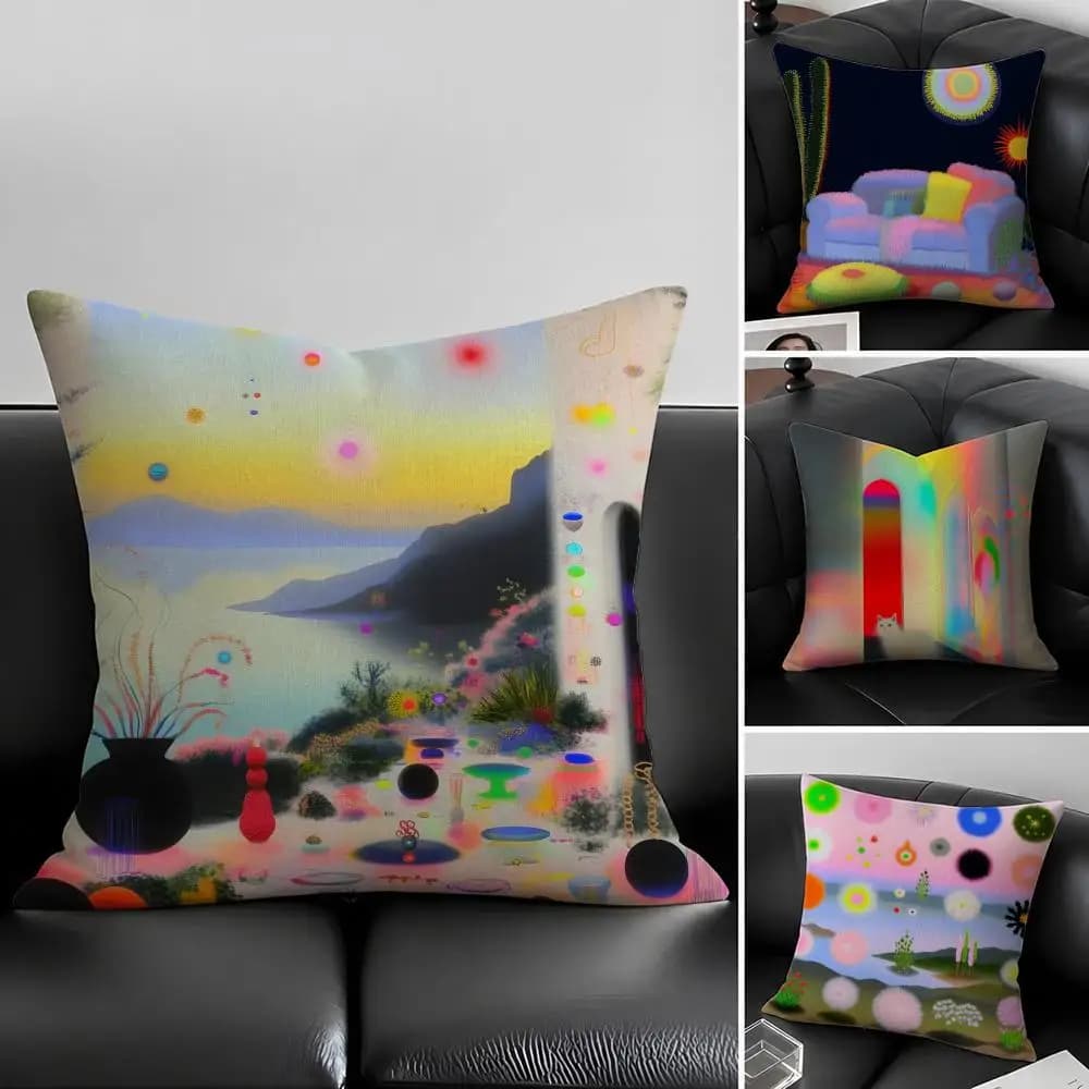 A-Arthur Machado-S Set di fodere per cuscini in lino naturale, decorazione tutto in uno per divano, camera da letto e sedia