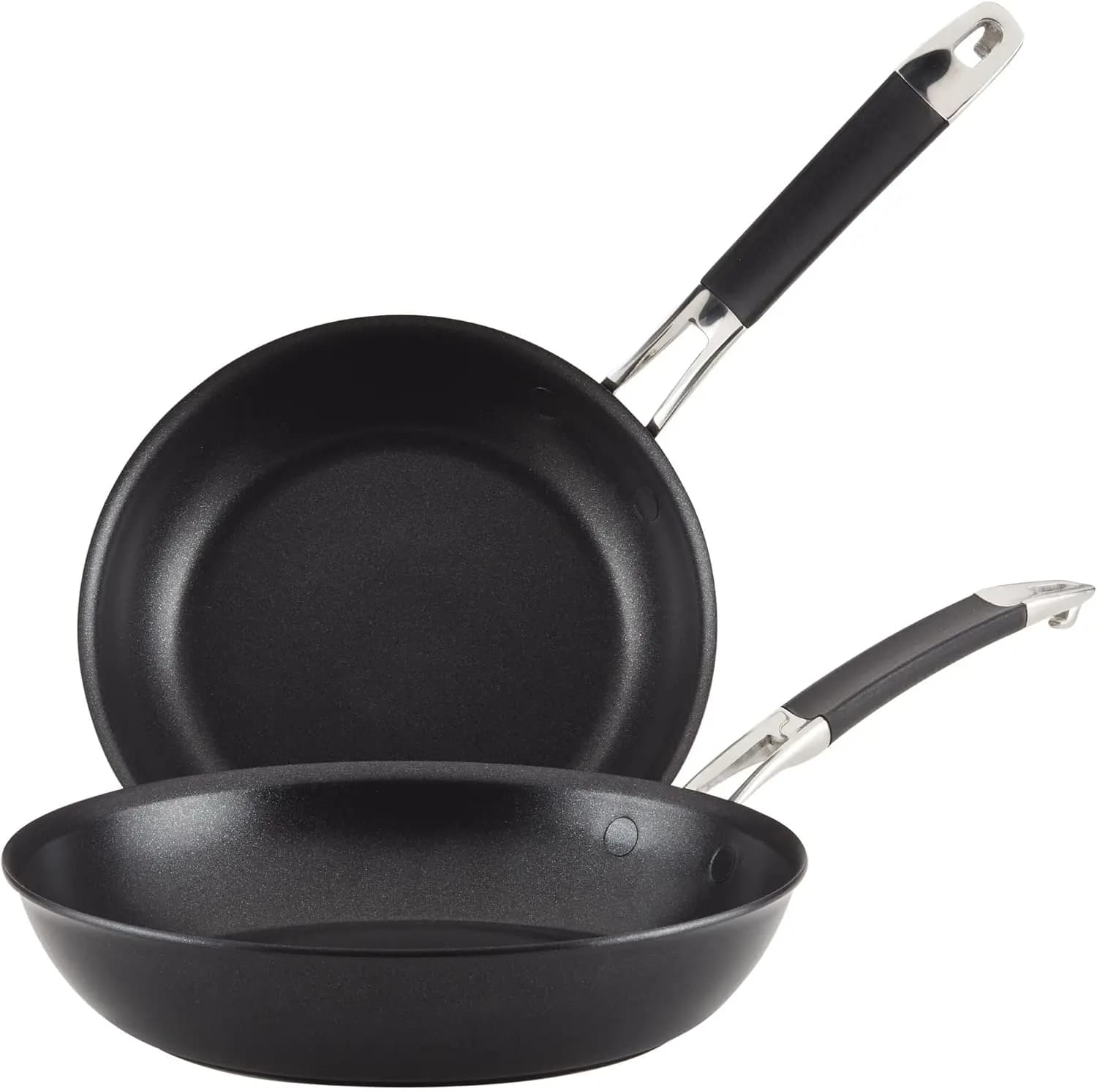 Smart Stack - 8.5 inch and 10 inch hard anodised pans/set set, black