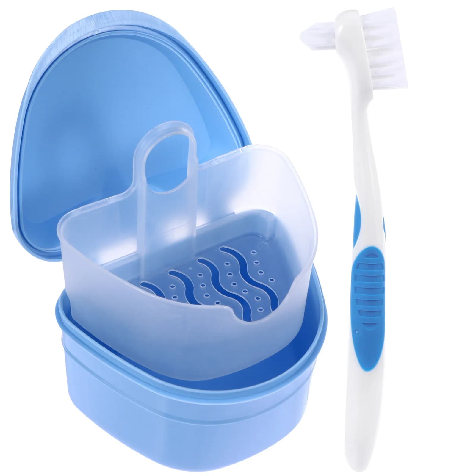 Premium Denture Care Brush Retainer Storage Case for Cleaning False Teeth Portable Small Size Travel Camping Business Use