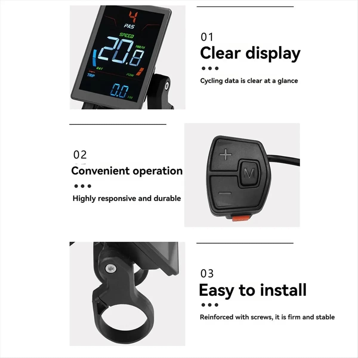 Display LCD per Bici Elettrica AD10, Pannello DZ32 con Connettore SM, Misuratore Intelligente per E-bike e Scooter Elettrici