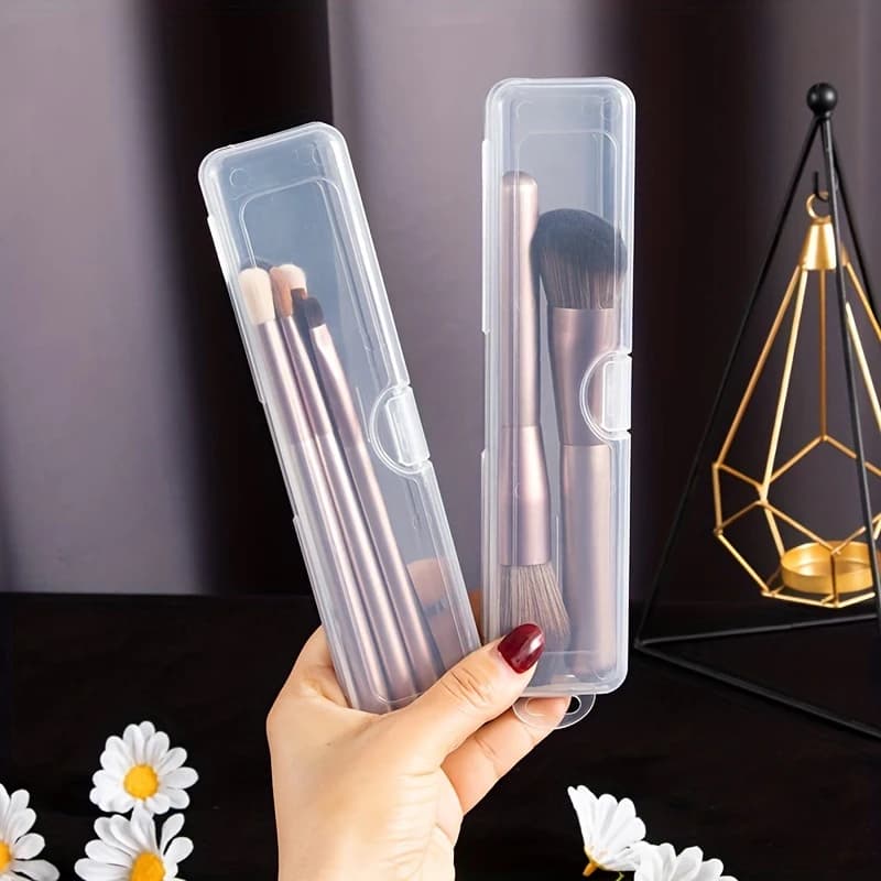 2 transparent travel containers: to arrange makeup brushes, toothbrushes and other essential items