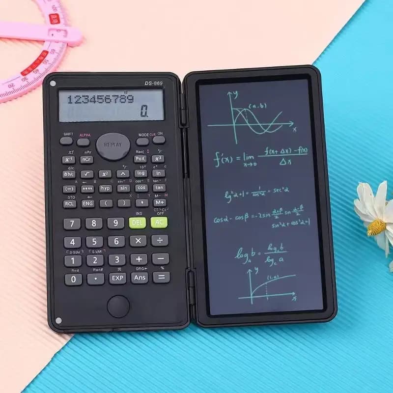Scientific Calculator With Foldable LCD Writing Tablet And Multiple Calculation Functions For Student School Exams College Study