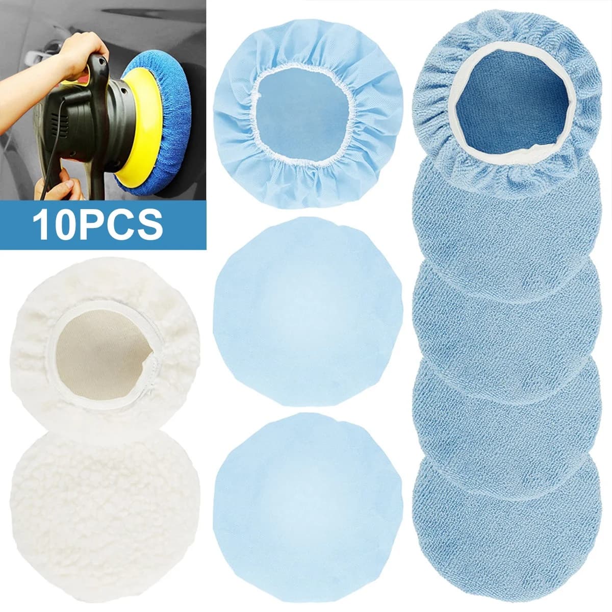Tampone per lucidatrice per auto Cofano da 9-10 pollici Tampone per lucidatrice per auto in morbida microfibra Dettagli Copertura per lucidatura e ceratura per auto in microfibra