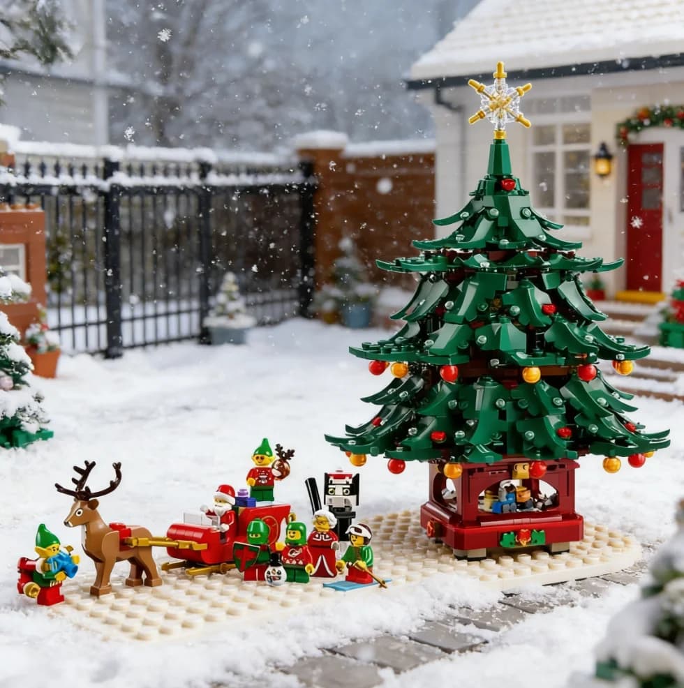 Disney 41843 Nuovo Set di Blocchi da Costruzione Albero di Natale con Famiglia di Babbo Natale, 3171 Pezzi, Giocattoli, Regali Festivi, Decorazioni per la Casa