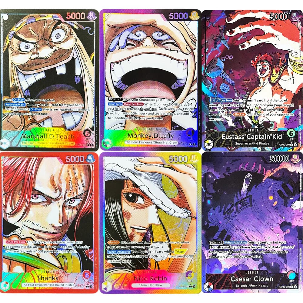 Carte da Gioco One Piece OP09 OP10 Caesar Clown Eustass Captain Kid Nico Robin Luffy Sugar Marshall.D.Teach Law Smoker Shanks