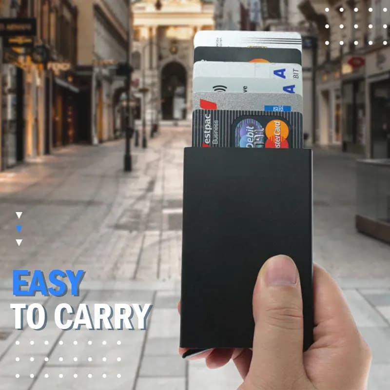 Portafoglio Sottile in Alluminio per Uomo, Protezione Anti-RFID, Porta Carte di Credito e Documenti