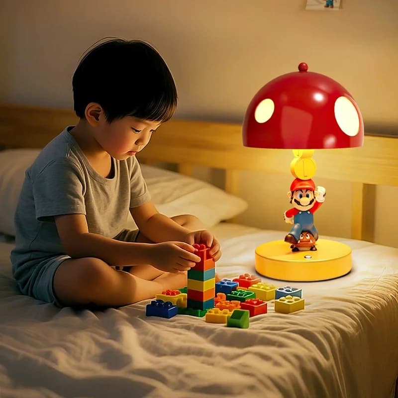 Lampada da scrivania Luigi, luce notturna a forma di fungo, protezione per gli occhi, ornamento decorativo per camera da letto, regalo di compleanno