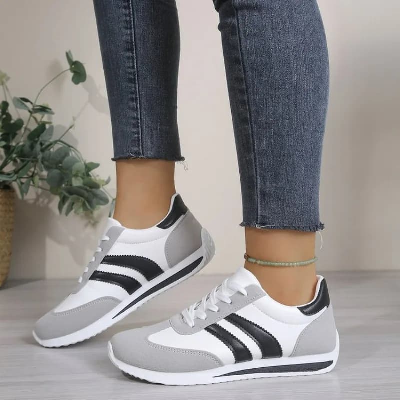 Womens Lightweight Comfortable Lace up Fashion White Sneakers Casual Versatile Daily Walking Shoes for Outdoor Indoor