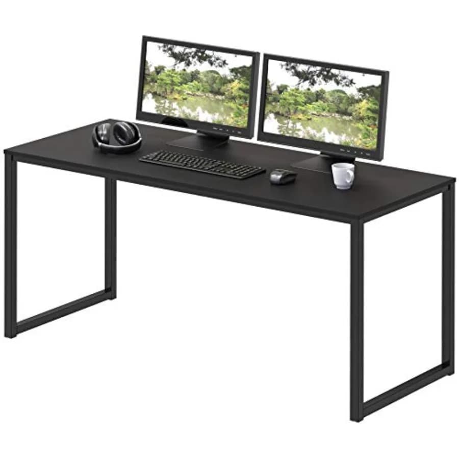 Scrivania per Computer da 48 Pollici in Nero per Uffici Moderni: Design Compatto con Gestione Cavi Integrata e Superficie Resistente