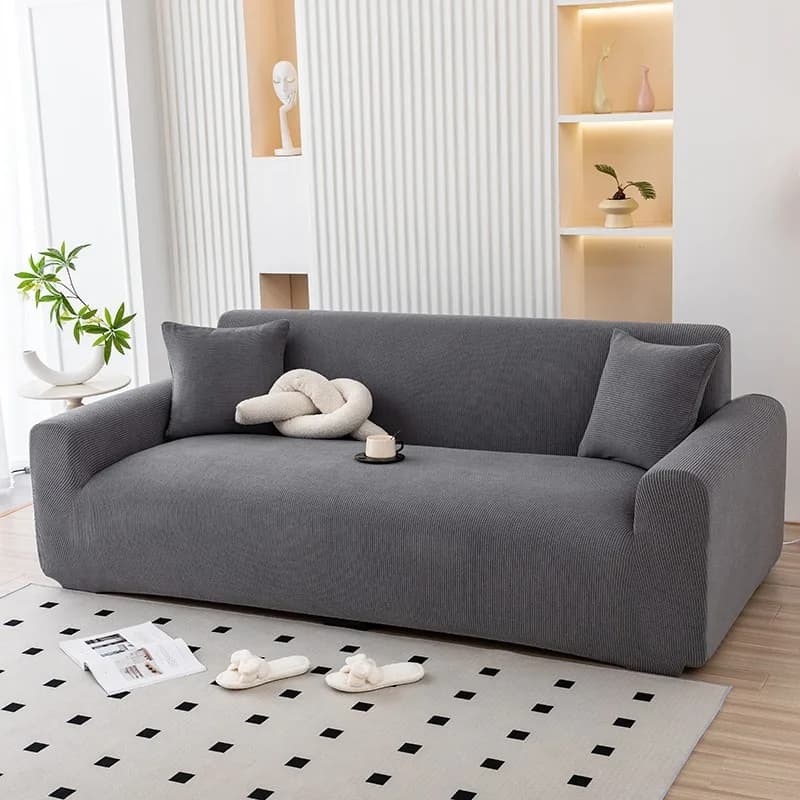 Thick Corduroy Sofa Cover 1 2 3 4 Seater, Elastic Non-Slip Slipcover Full Wrap, Machine Washable Universal Fit for Living Room