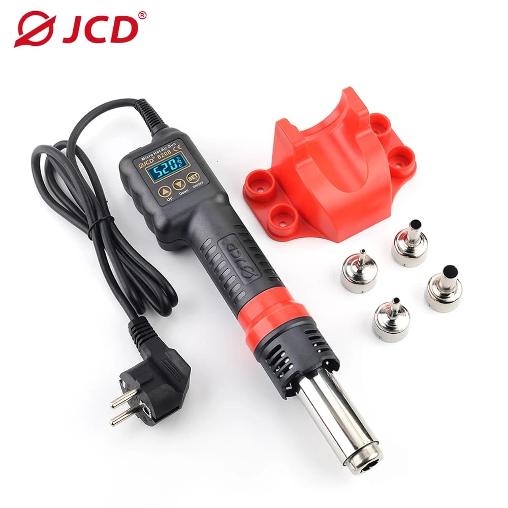 JCD 750W Micro Hot Air Gun 8208 Soldering Rework Welding Station LCD Digital Heat Gun BGA IC Solder Tools With Heat Shrink Tube