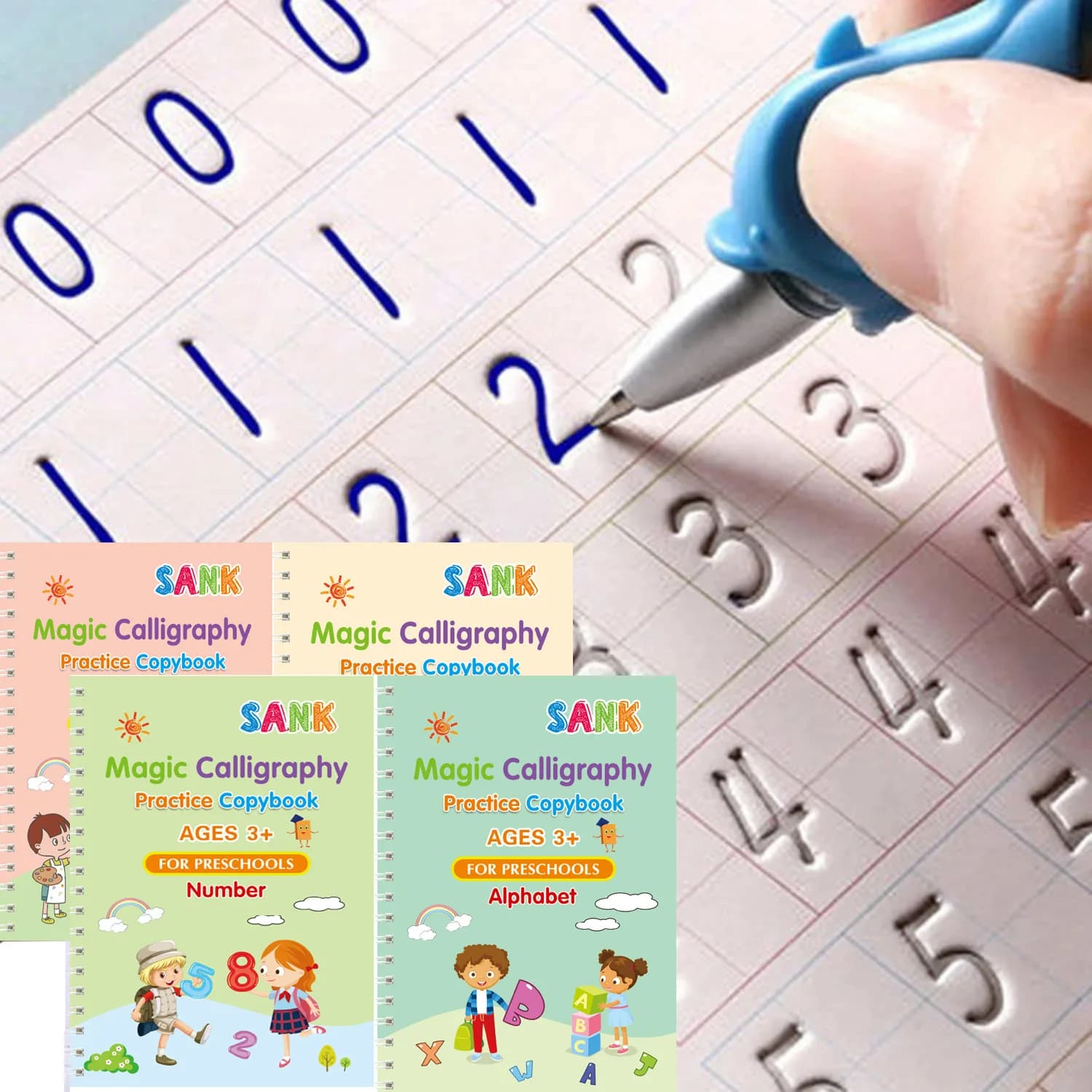 Sank Magic Practice Copybook Pen In preschool age Children Calligraphy English Version Free Spex Reusable writing book for children