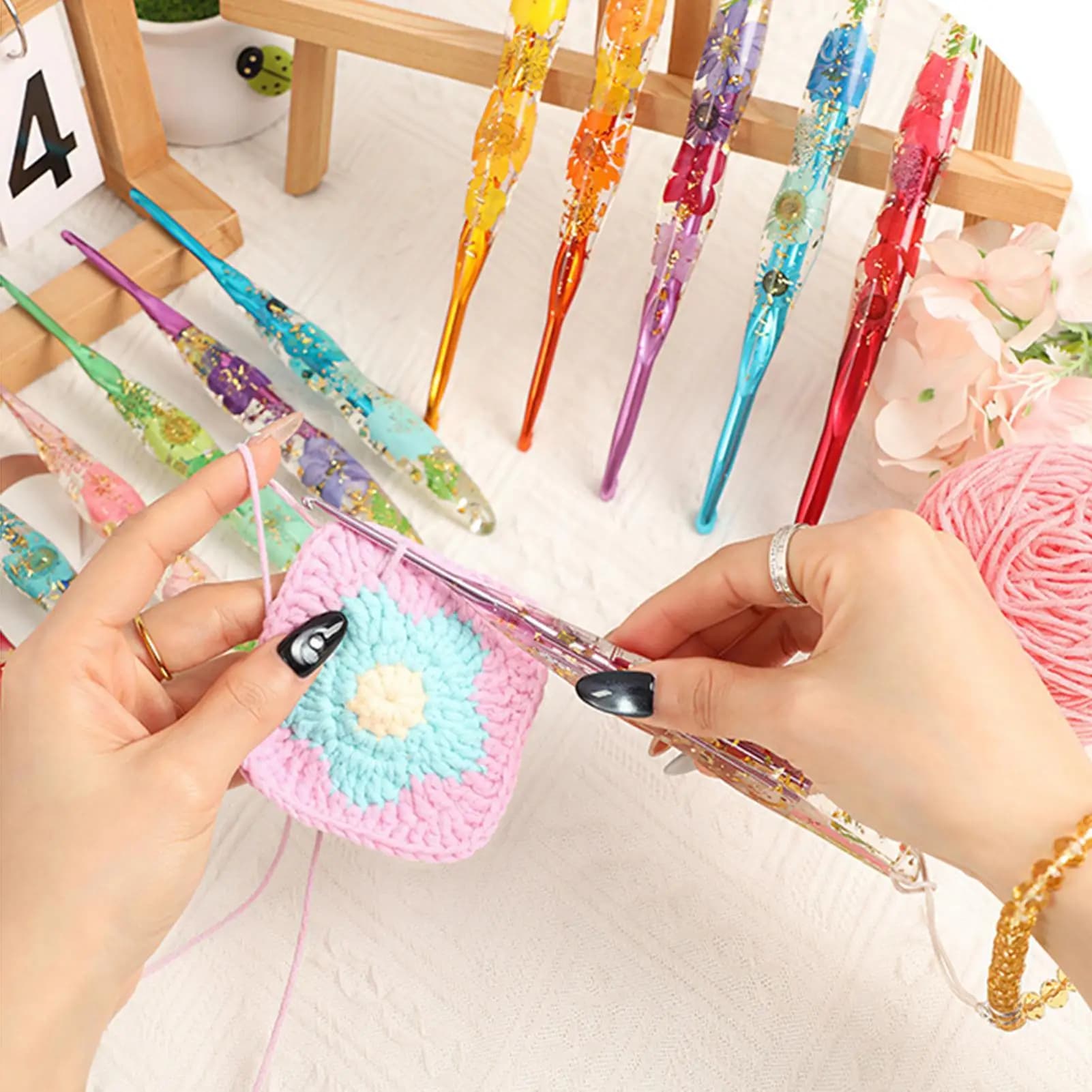 Crochet Hooks Ergonomic 9 Pieces Crocheting Supplies Knitting Yarn Hook For Women Girls Wives Hobbyists Beginners Professional