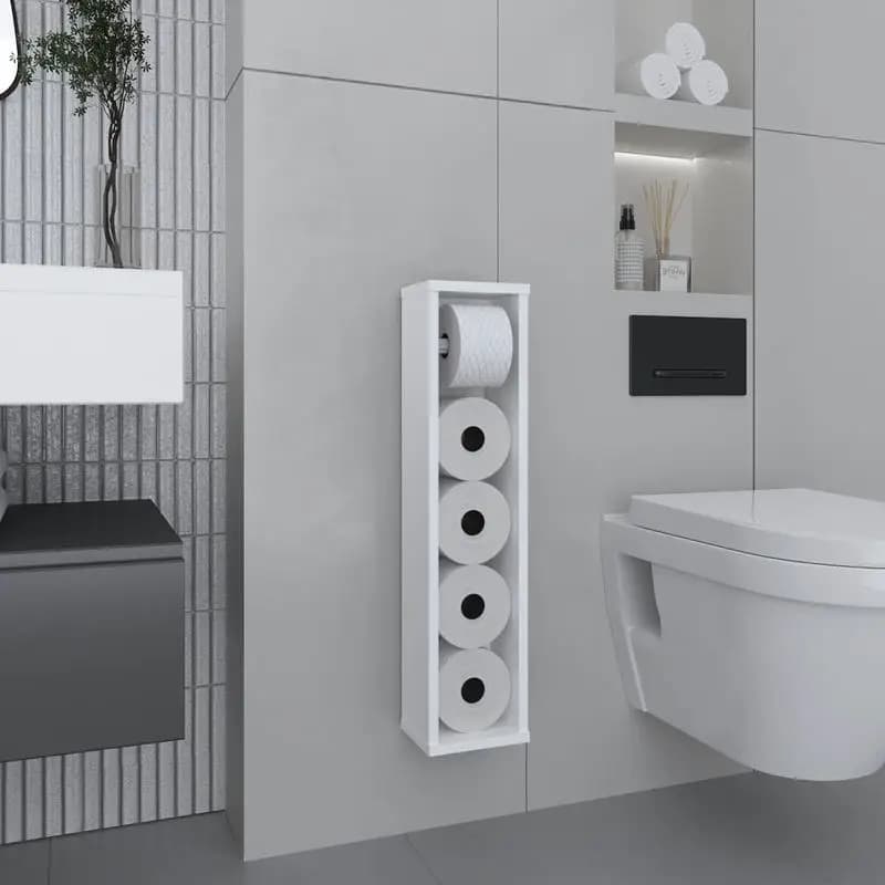 Porta carta igienica alto 28" con ripiano stretto per soluzioni di stoccaggio per bagno, soggiorno, cucina