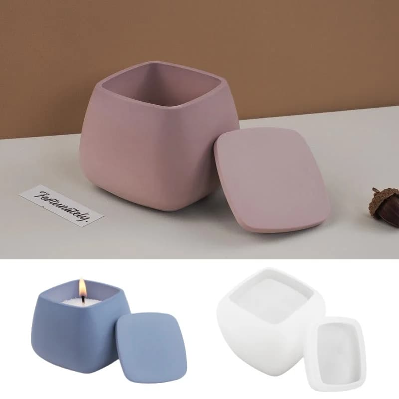 1set Square Storage Box UV Resin Silicone Mold DIY Candle Aromatherapy Big Belly Cup Gypsum Concrete Molds Jewelry Making Tools