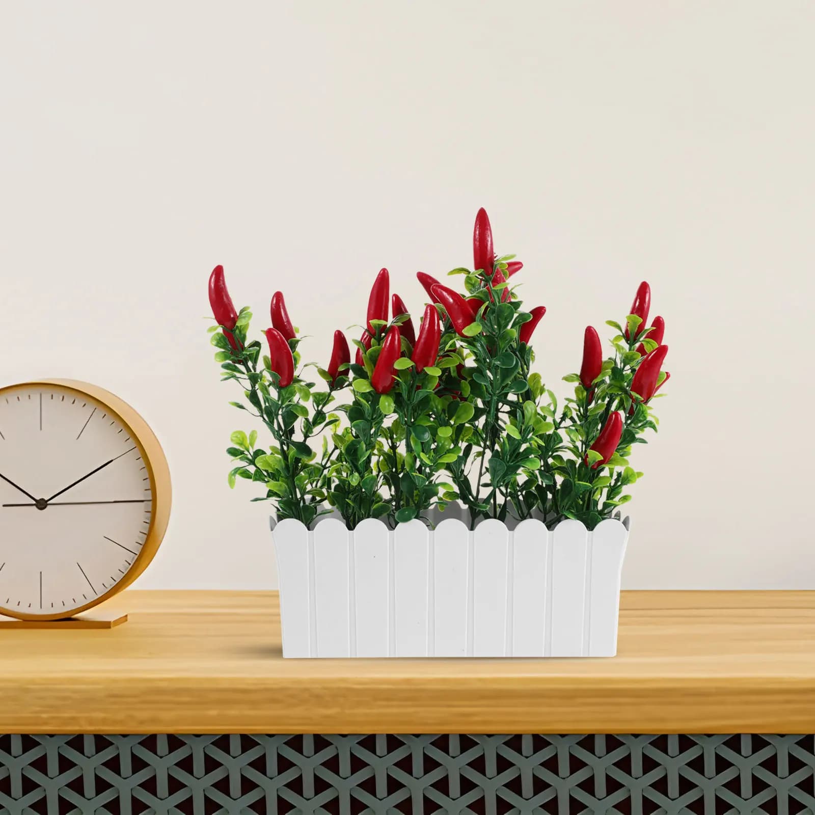 Realistic Artificial Peperoncino Bonsai, Fin Plant for Home Decoration, Desk Ornament, Kitchen Accessories