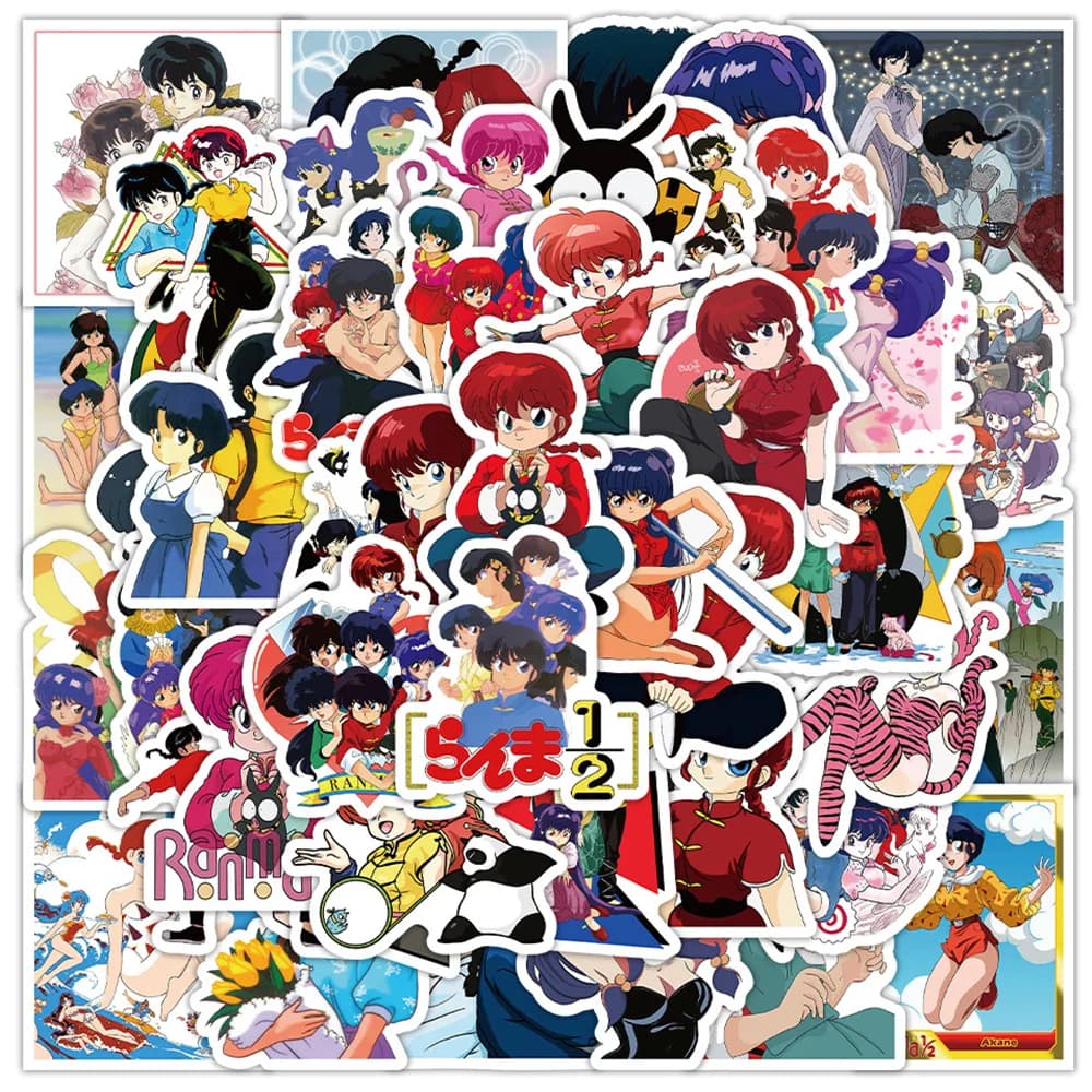 50 pezzi Cartoon Ranma Anime adesivi decalcomanie impermeabili moto laptop skateboard auto bici decorazione adesivo bambini classici giocattoli