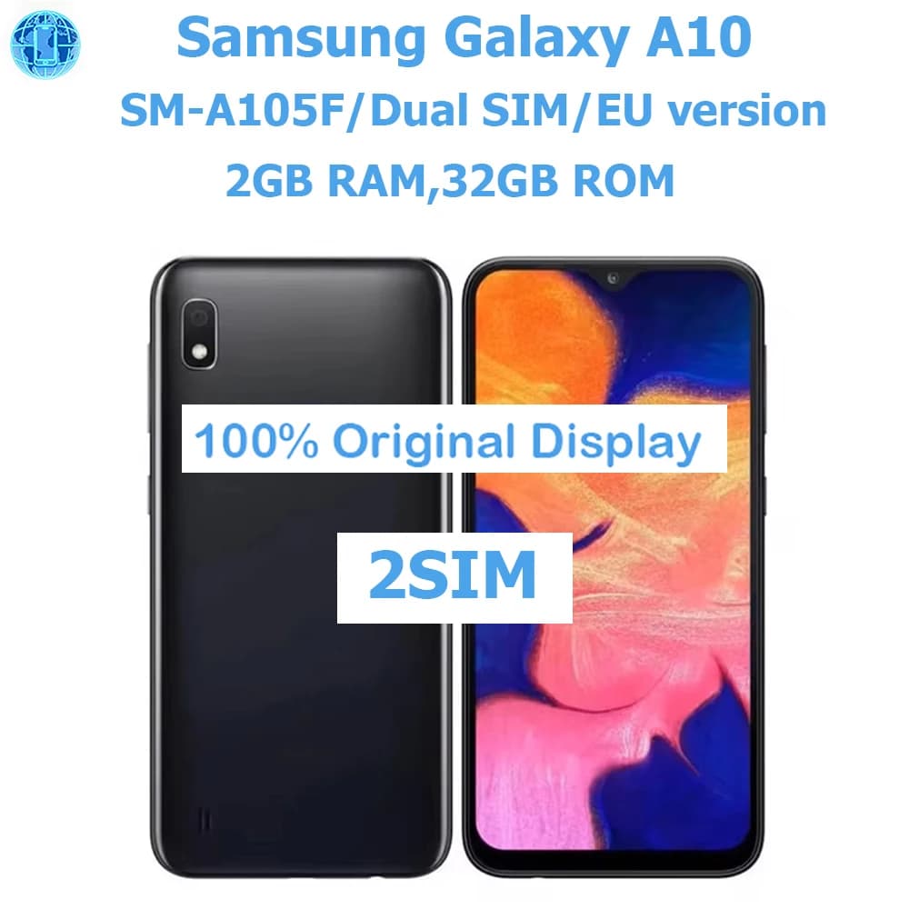 Samsung Galaxy A10 usato, ricondizionato, smartphone Android versione globale, 2 SIM, 6,2 pollici, 2GB RAM, 32GB ROM, batteria 3400mAh, NFC, fotocamera 13MP