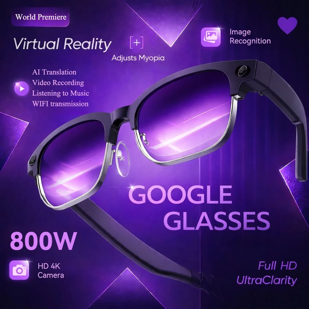 New Intelligent Glasses 2026 with Photo/Video 800W Recording, Translation, Bluetooth Calls, Music, Vocal Assistant, Unisex Multifunction Glasses