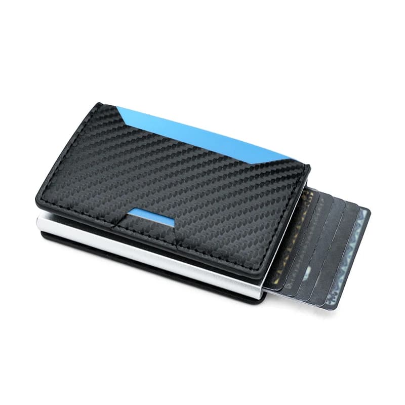 Porta carte di credito da uomo in alluminio Rfid Borsa da uomo in fibra di carbonio da uomo d'affari sottile sottile portafoglio intelligente porta carte di credito porta note