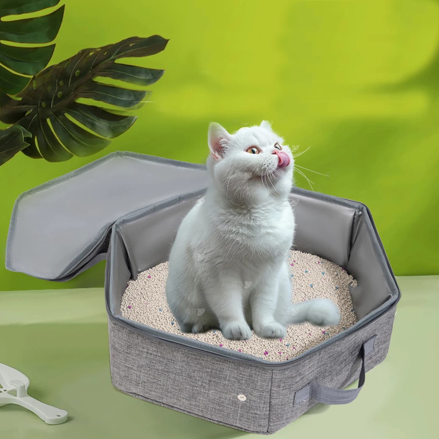 Lettiera portatile per gatti Toilette mobile Pieghevole a prova di spruzzi Impermeabile Cani Gatti Forniture in uscita Prodotti per animali Facile da pulire