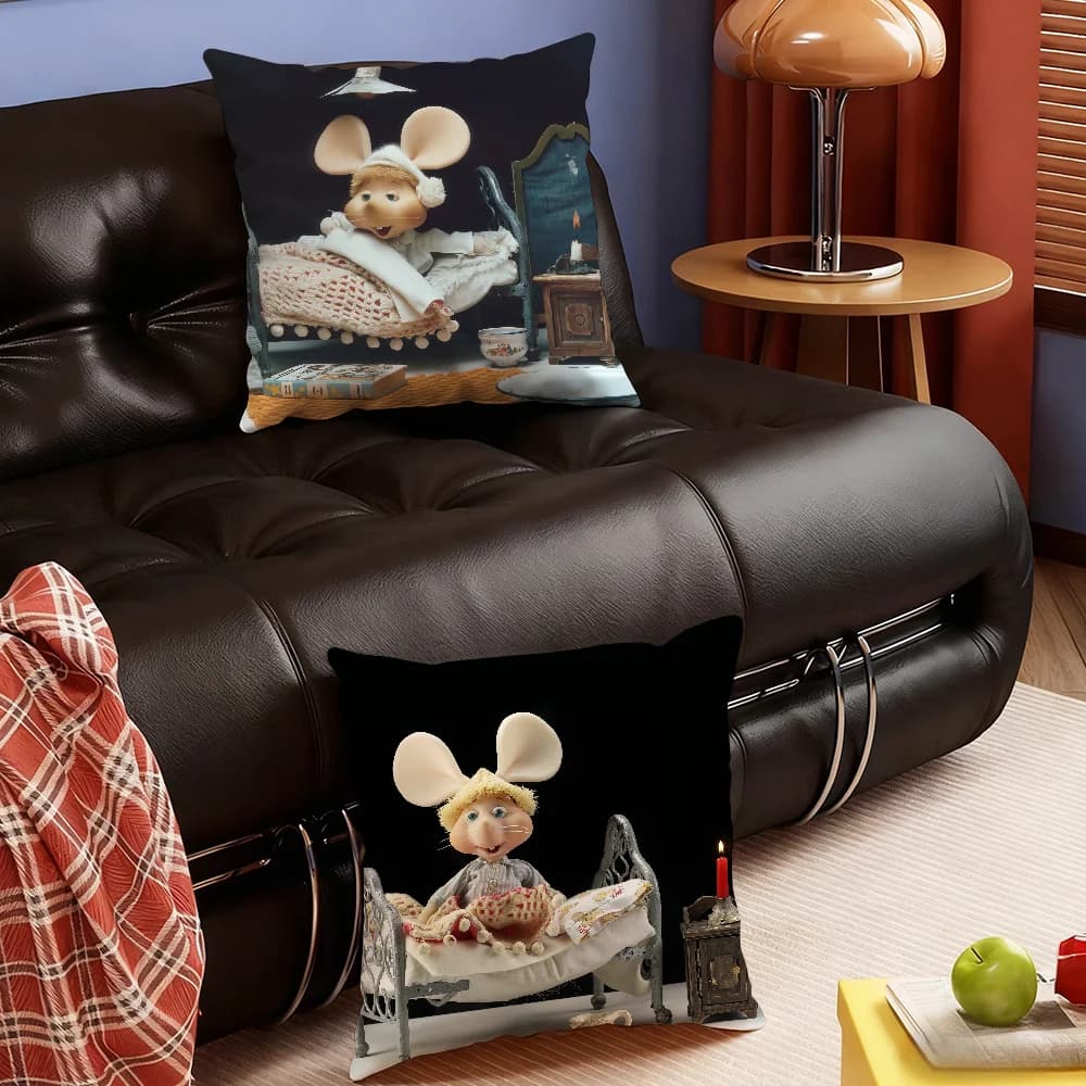 Simpatica Federa per Cuscino con Cartone Animato T-Topo-Gigio, per Divano, Soggiorno, Camera da Letto, Testiera, Schienale, Cuscino Quadrato per il Riposo