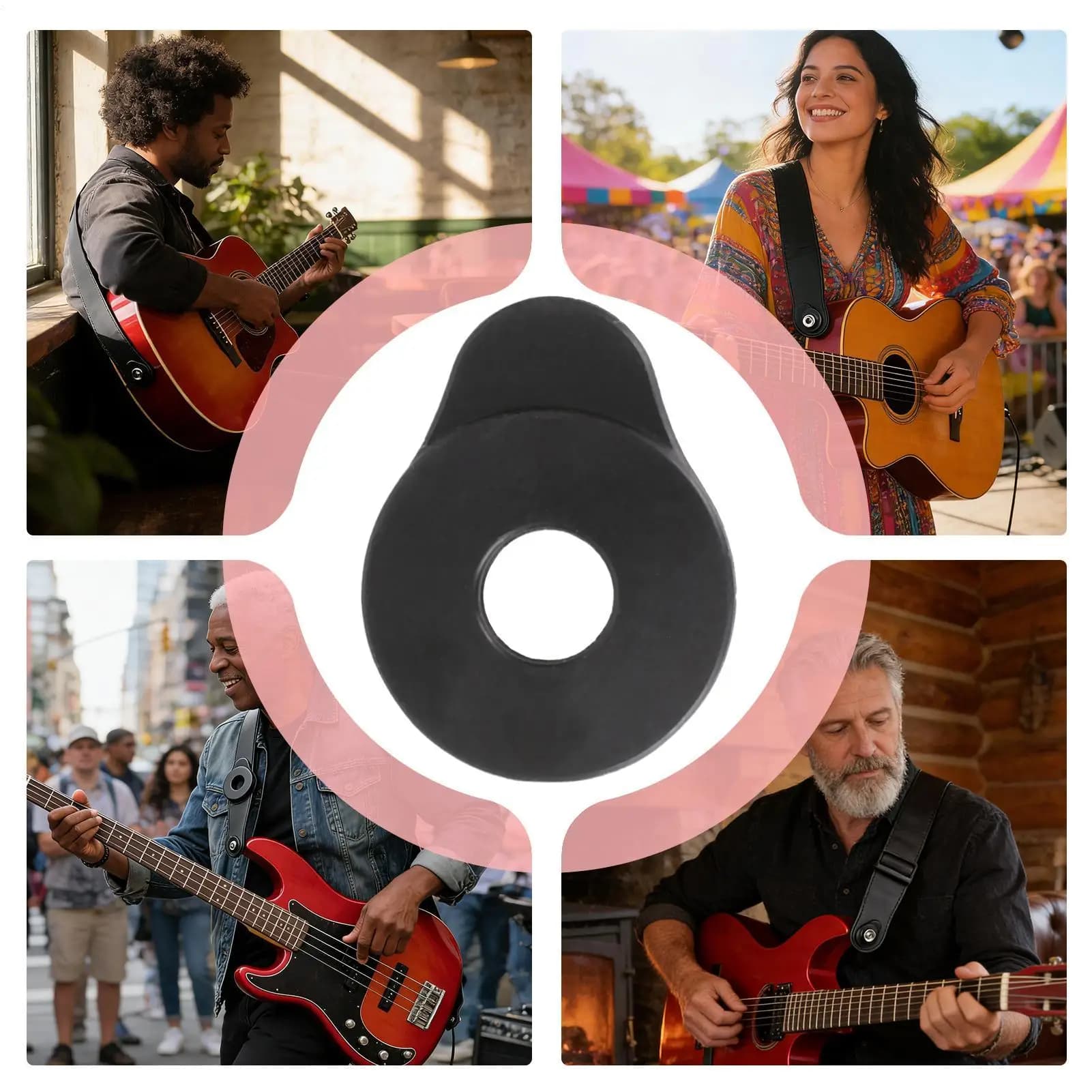 Bloccacinghie in gomma per chitarra acustica ed elettrica, basso e ukulele - Ricambio per riparazione strumenti musicali