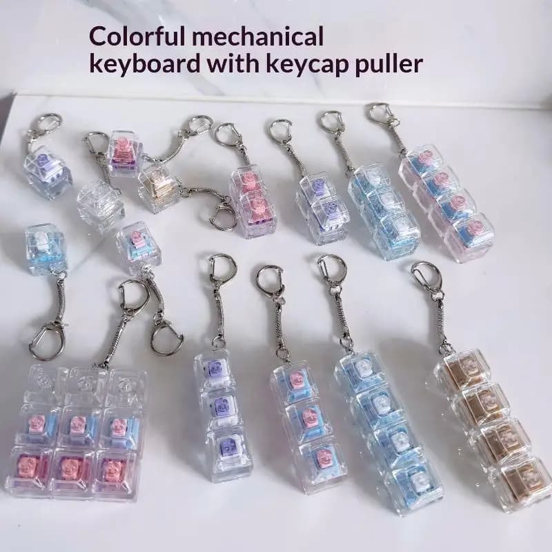 Keyboard with 1/2/3/4/9 Keyboards, Keychain with Crystal Keyboards, Gadget Antistress for Fingers, Toy Decompression Clicker