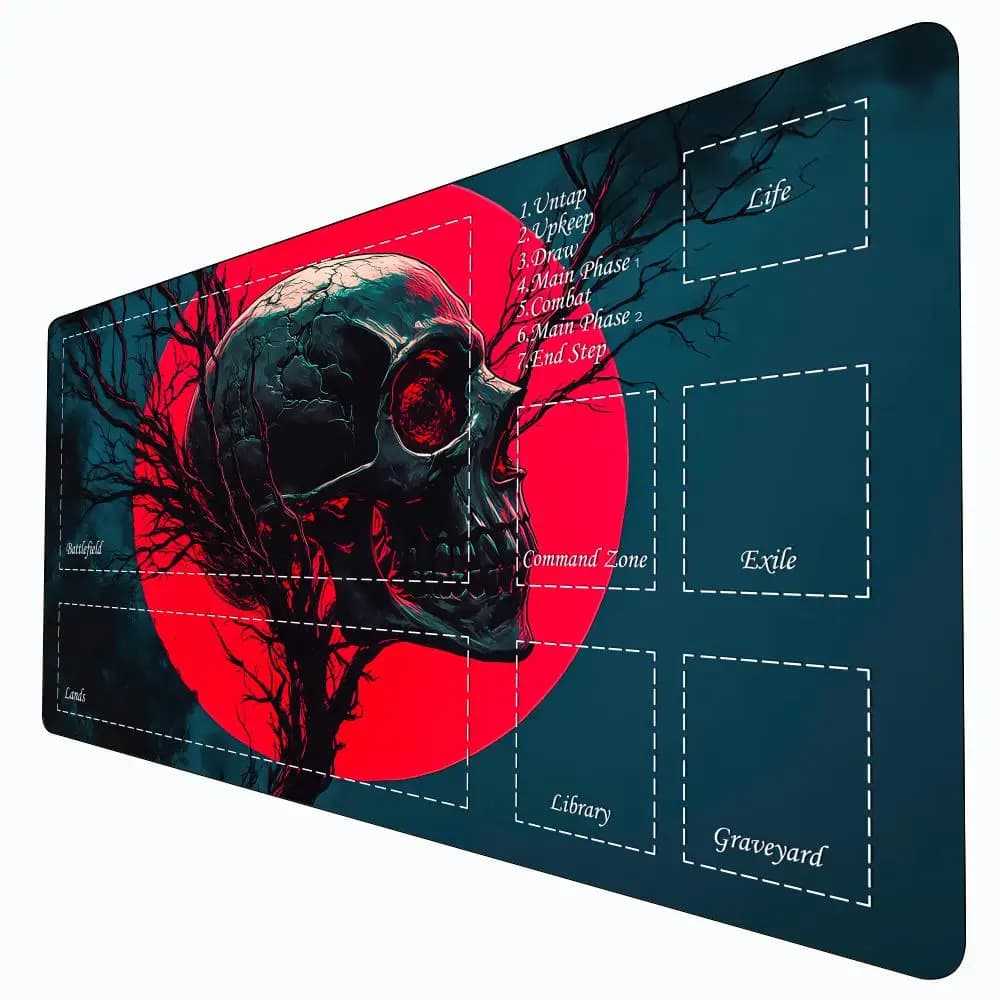 Tappetino da gioco per carte Magic Playmat con zona rossa luna piena teschio mtg tappetino da gioco 35X60 cm Tappetino da scrivania tappetino da gioco tappeto per carte magiche
