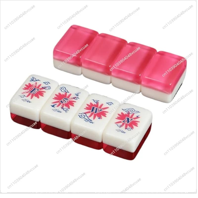 Piastrelle Mahjong acriliche rosa di cristallo gelatinoso strofinato a mano per uso domestico di alto valore, Mahjong portatile strofinato a mano