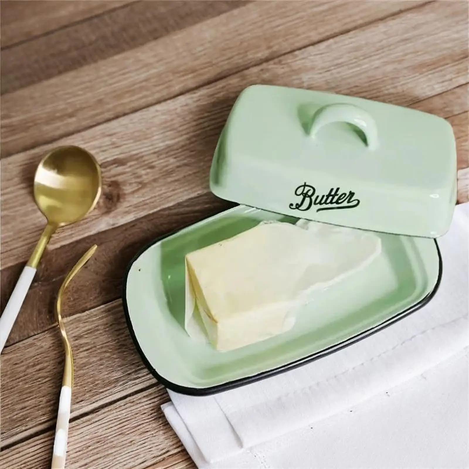 Piatto per burro in ceramica con coperchio sigillato Scatola per conservare il formaggio domestico Cottura a casa