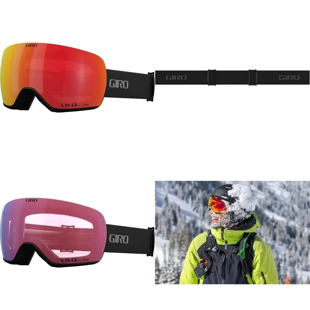 Occhiali da sci e snowboard con lenti a cambio rapido - Design unisex - 2 lenti VIVID - Antiappannamento - Compatibile con sopra gli occhiali