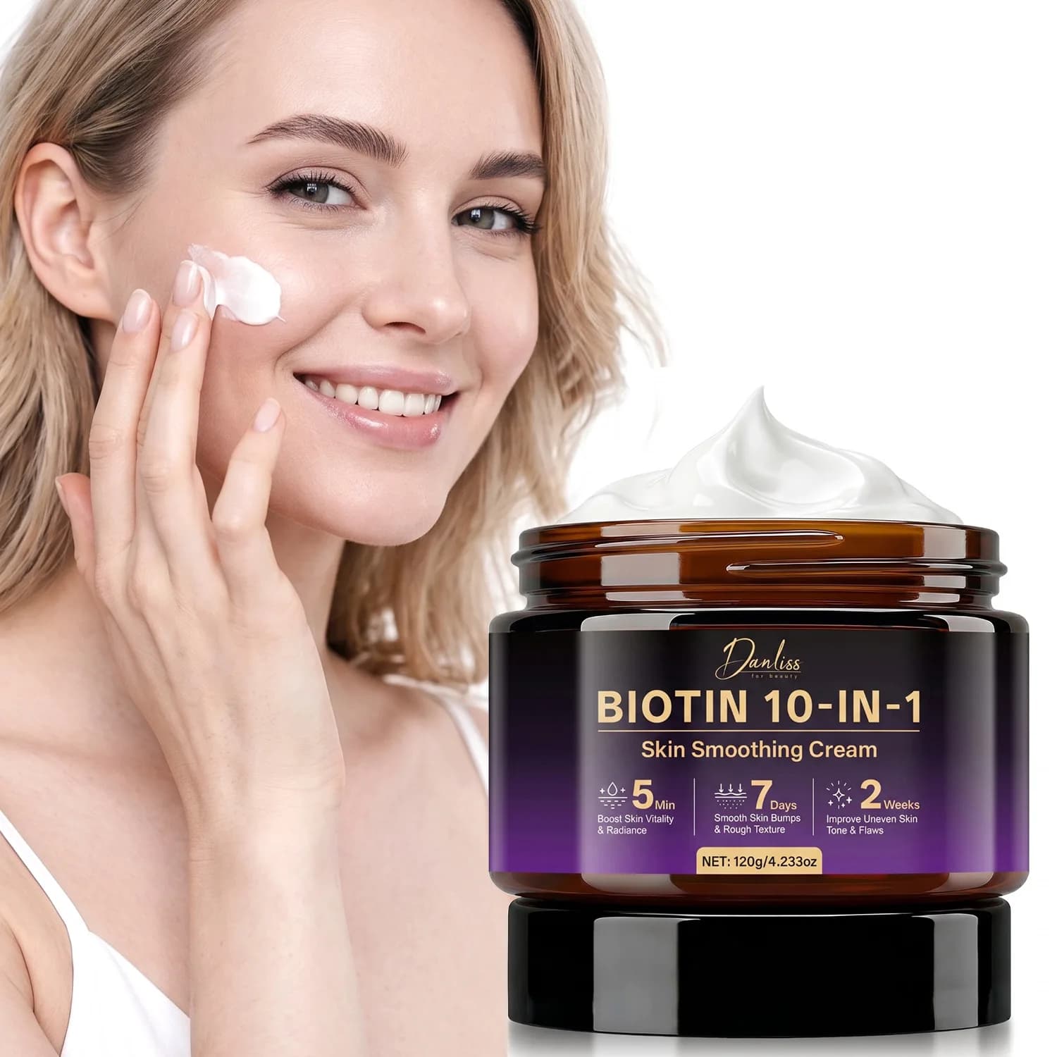 Biotin 10-In-1 Skin Smoothing Cream –Multi-Action Moisturizer with Vitamin C, Gentle Formula for Face, Neck & Body.