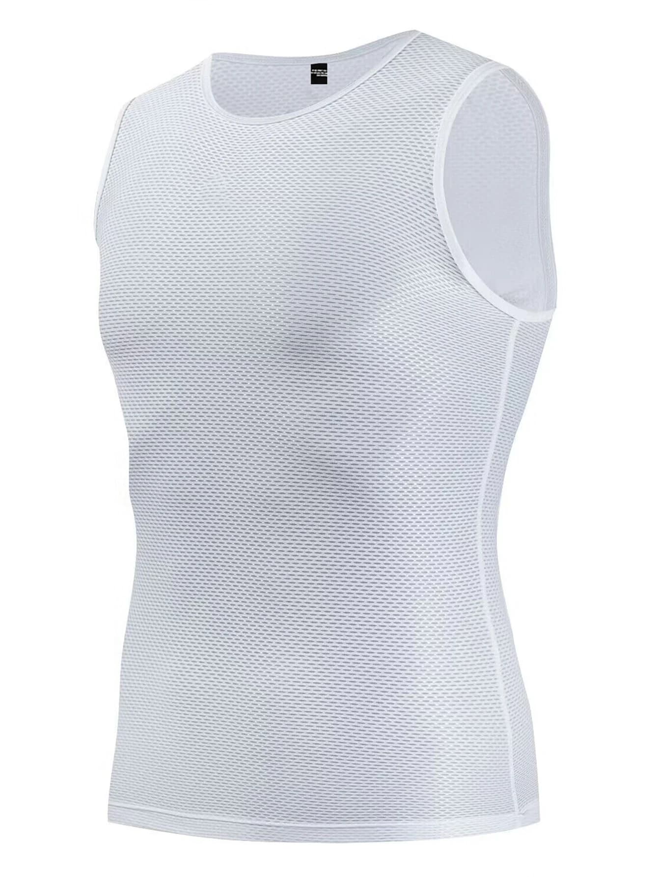 Strato base da ciclismo Intimo riflettente Maglia bianca Gilet sportivo Canottiera da uomo Quick Dry Elastici Bici da strada