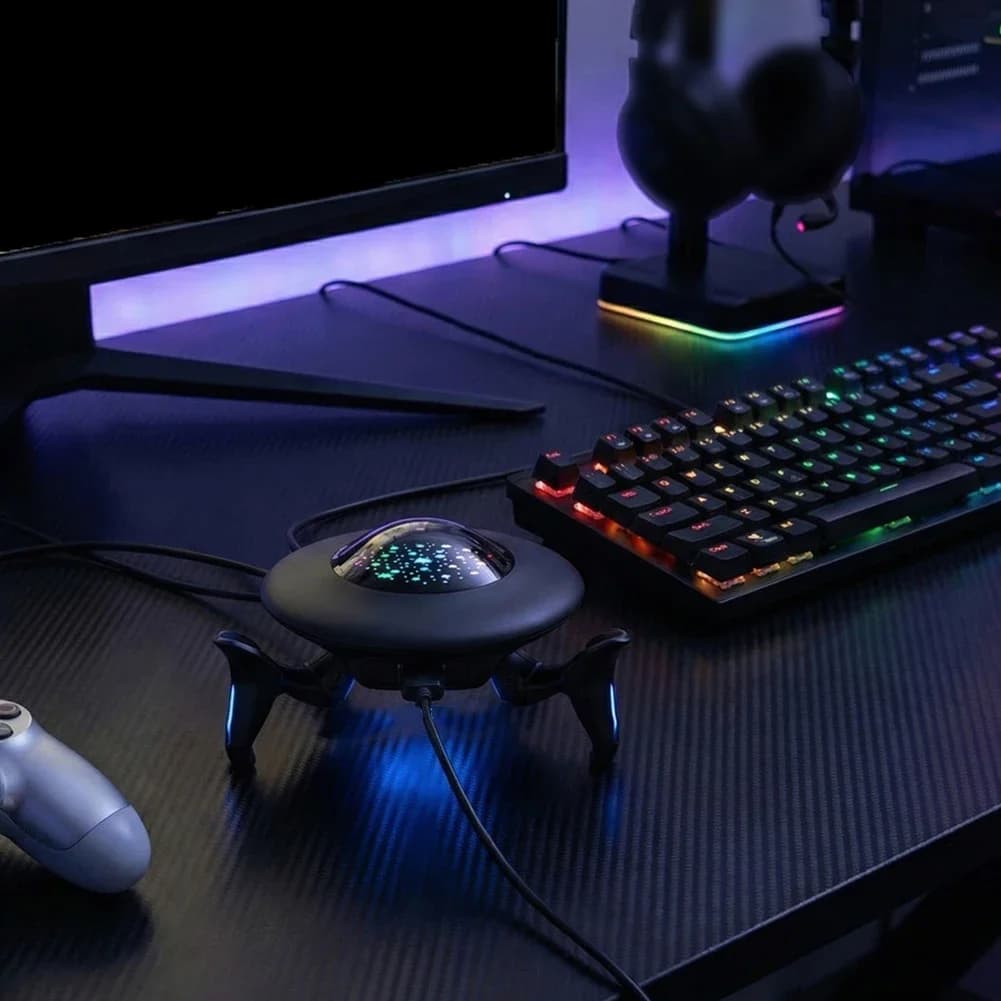 Convertitore RGB Tastiera e Mouse per Switch 2, PS4, Xbox One - Tastiera Circolare e Mouse per Funzionamento con Una Mano - Accessorio da Gioco