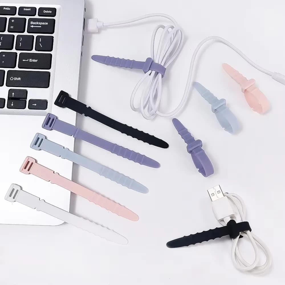 Avvolgicavo dati per telefono in silicone per mouse, cuffie, caricabatterie, supporto per cavo dati, organizer per cinturino, clip per fascette per cavi ordinate da scrivania