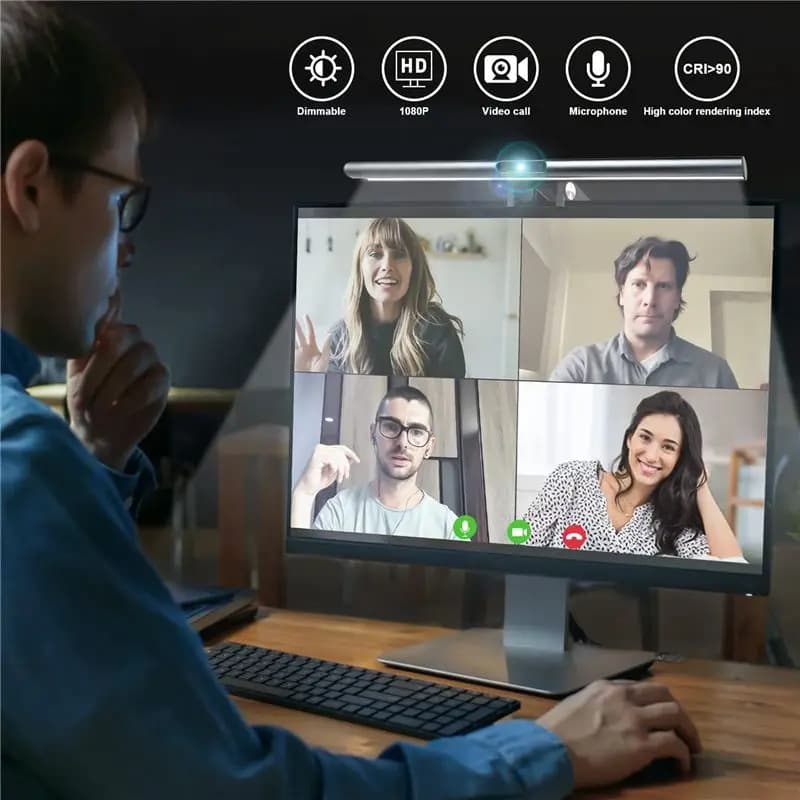 SWXF Computer Monitor Light Bar Touch Screen Computer Lamp Eye Protection Computer Monitor Lightbar PC with webcam 1080P