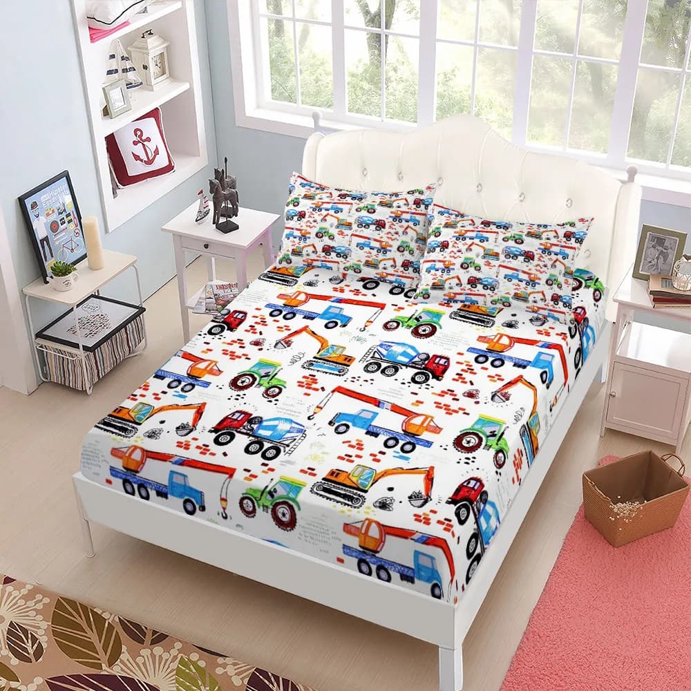 Set of bed sheets with corners for children of the building factory Set of king size bed linen