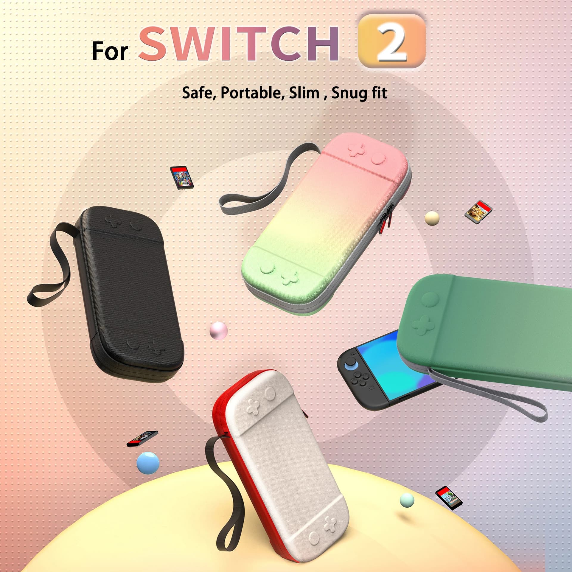 Custodia rigida portatile in nylon EAV per Nintendo Switch 2 con slot per schede Custodia multifunzionale impermeabile antigoccia