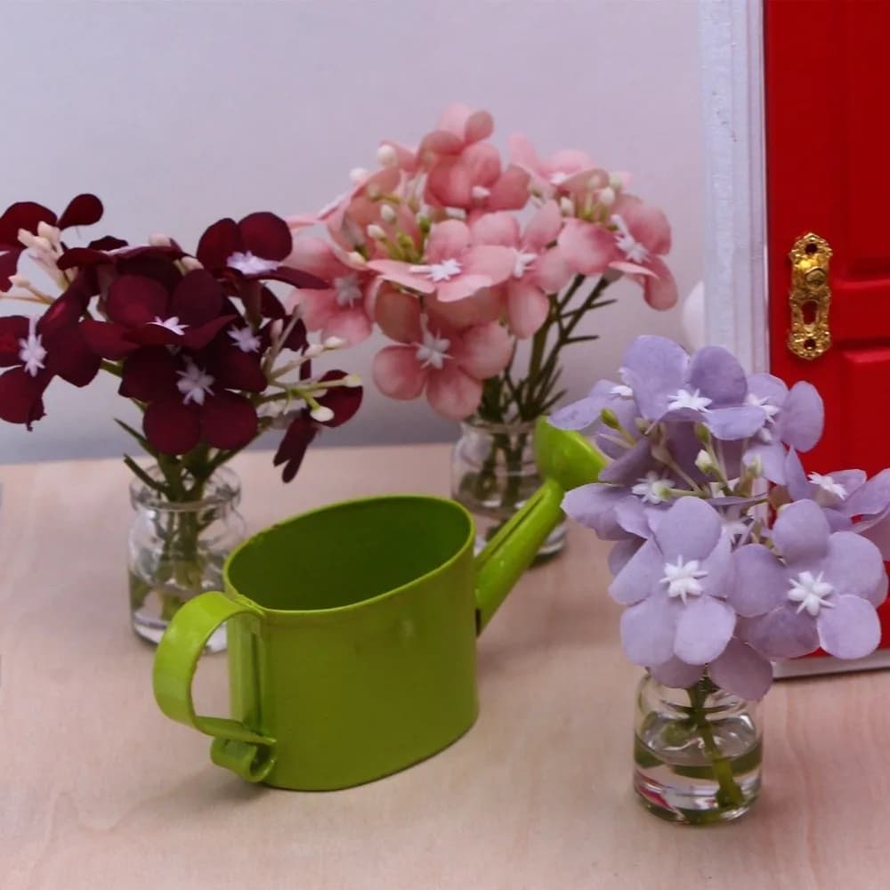 1:12 Dollhouse Miniature Table Flowers 10 Styles Mini Bouquet Potted Plants Plastic Desktop Vehicle Mounted Ornaments Home Decor