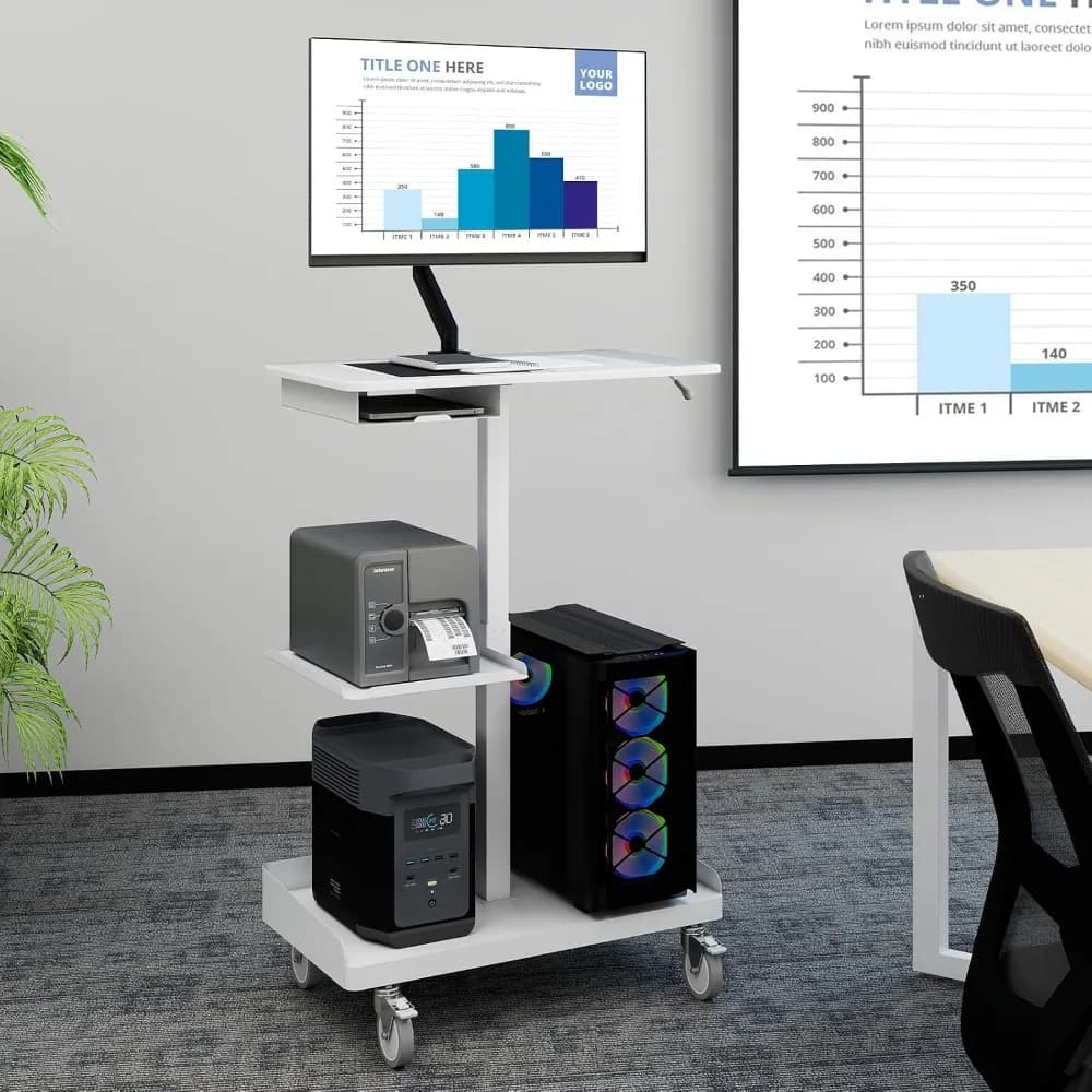 USA Stock Mobile Workstation Cart with Monitor Mount, Heavy-Duty Rolling Standing Desk Hot Sale