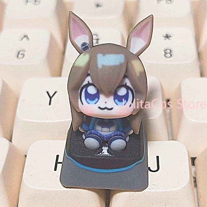 Keycap Q-version di Amiya di Arknights, Decorazione per Tastiera Meccanica, Ornamento Anime, Regalo di Compleanno per Fan, Natale, Cosplay, Mini Figura