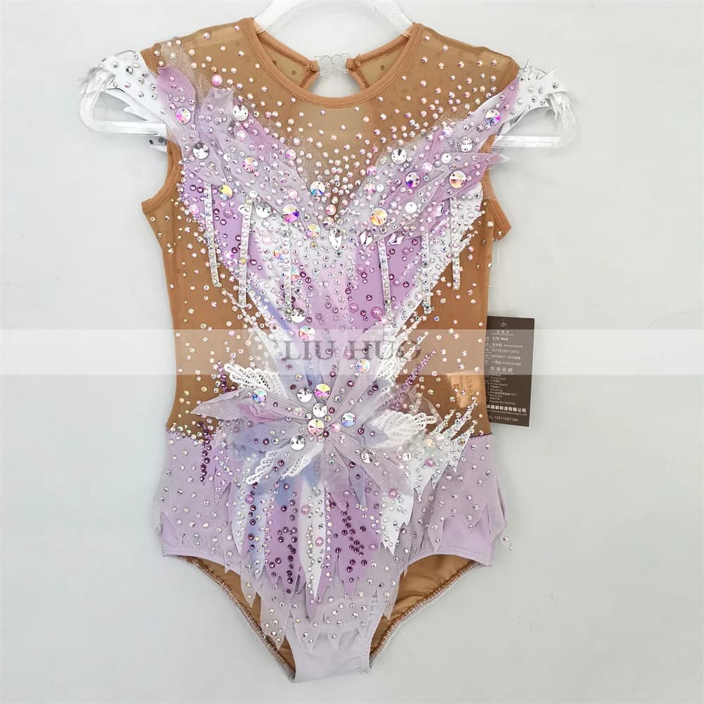 LIUHUO Personalizza Donne Ragazza Costume Prestazioni Ginnastica Ritmica Body Concorso Pattinaggio Su Ghiaccio Vestito Moderna Danza Viola