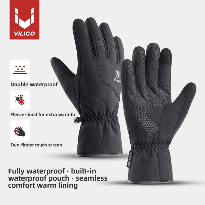 Men Women Outdoor Sports Autumn Winter Touch Screen Anti Splash Windproof Cycling Ski Warm Thermal Fleece Lined Gloves