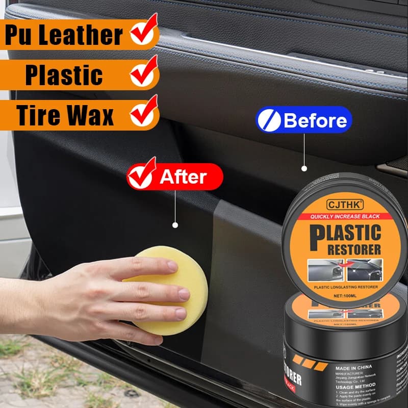 Car Plastic Repair Agent——Polishing Wax for Interior and Exterior Plastic, Scratch Repair and Anti-Aging Paste, Suitable for Tires