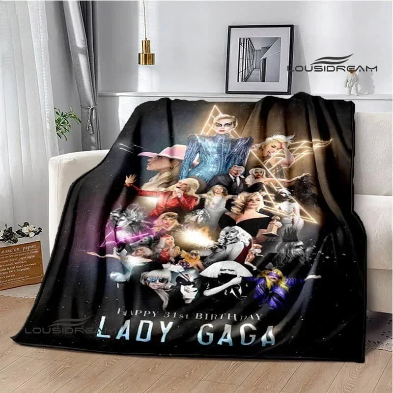 Star Lady-Gaga coperta stampata coperte di flanella calde coperta morbida e confortevole coperta da viaggio per la casa fodere per letto regalo di compleanno
