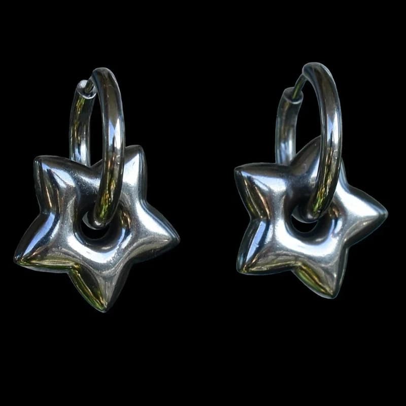 Stainless Steel Heart Shaped Classic Hoop Earrings for Women's Earrings with Y2K Silver Gothic Gothic Punk Hip-hop Jewelry
